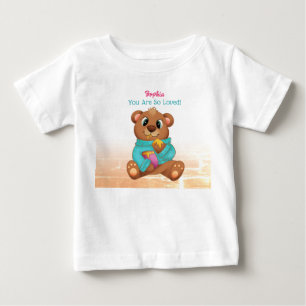 T-Shirt mit Bär, der Honig isst, Name des Kindes u