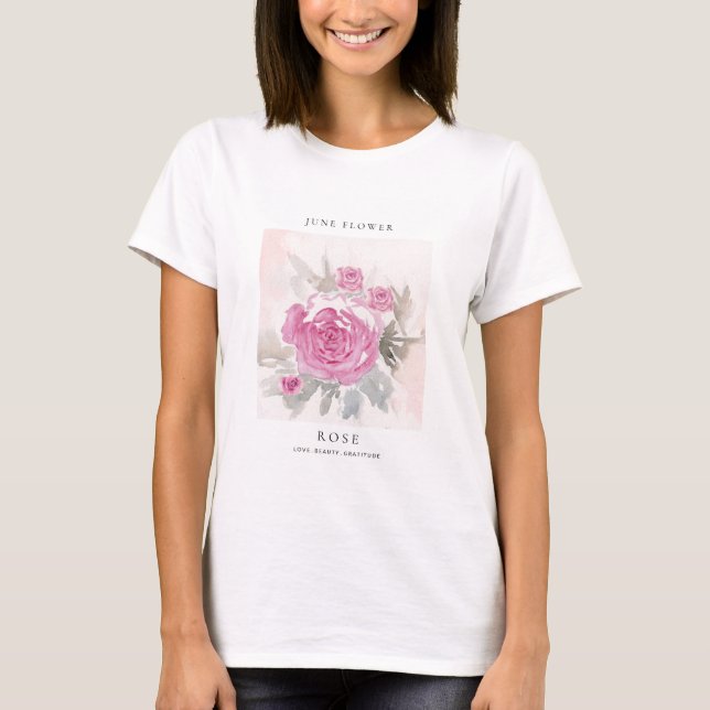 T-Shirt mit Blüte des Geburtsmonats Juni (Vorderseite)