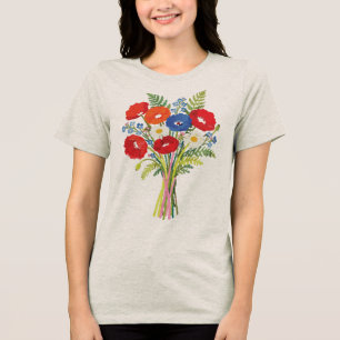 T-Shirt mit botanischem Motiv einer wilden rosa un Tri-Blend Shirt