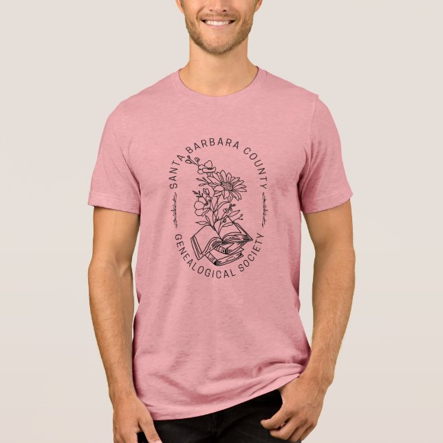 T-Shirt mit Büchern und Blumen Tri-Blend Shirt (Vorderseite)