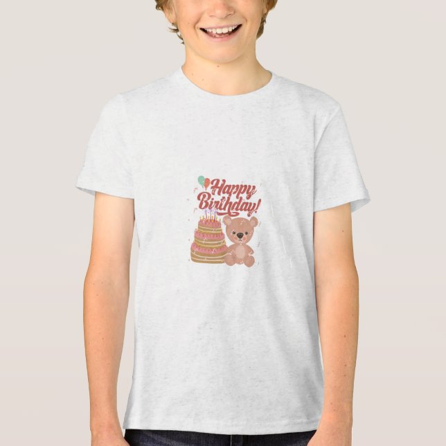T Shirt mit Cake und Happy Birthday (Vorderseite)