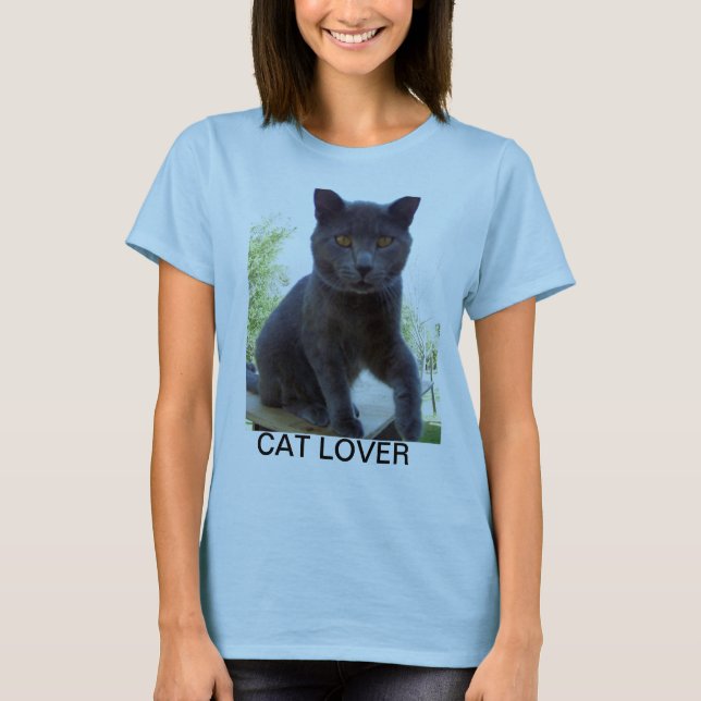 T - Shirt mit CAT-LIEBHABER auf der Front (Vorderseite)
