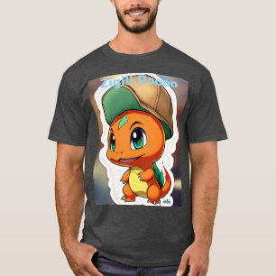 T-Shirt mit Charmander im Chibi-Stil mit leuchtend