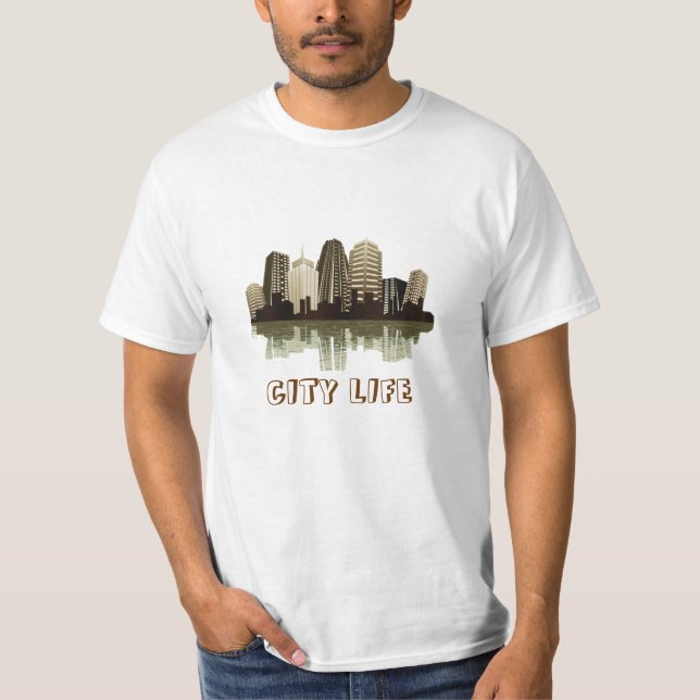 T - Shirt mit City Life Illustration (Vorderseite)
