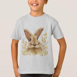 T - Shirt mit dem Print Happy Bunny in Golden Tone