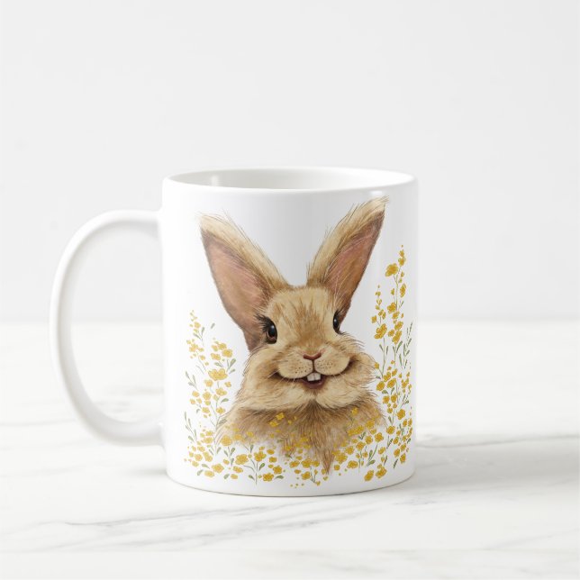 T - Shirt mit dem Print Happy Bunny in Golden Tone Kaffeetasse (Links)