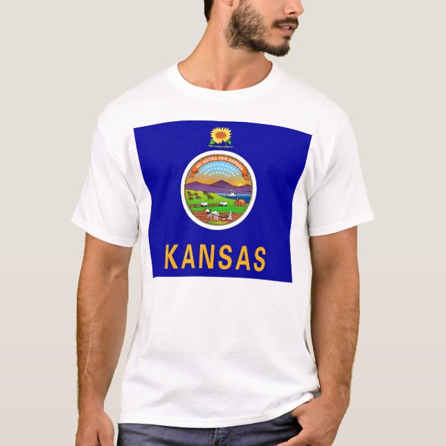T Shirt mit der Flagge Kansas Staat USA (Vorderseite)