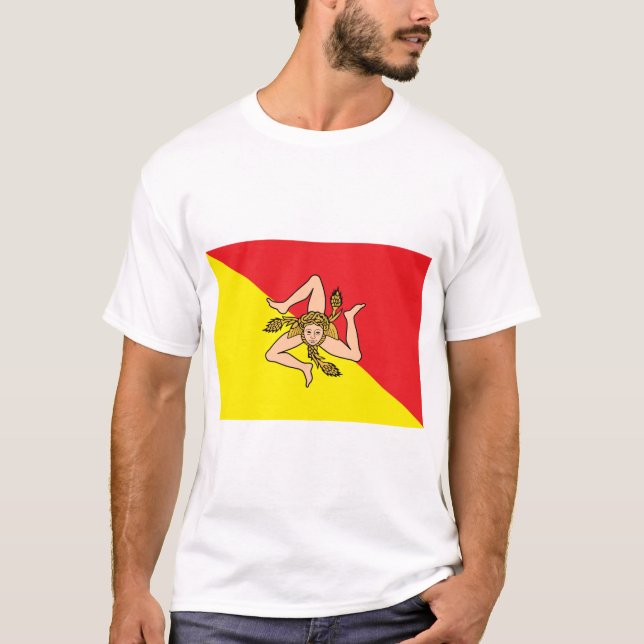 T Shirt mit der Flagge Siziliens, Italien (Vorderseite)