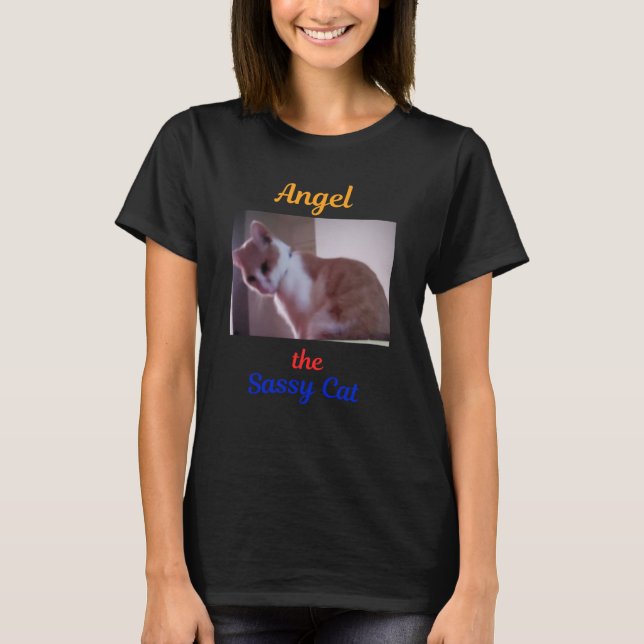 T-Shirt mit der frechen Katze Engel (Vorderseite)