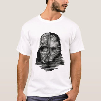 T-Shirt mit Digital Glitch Totenkopf-Kunst