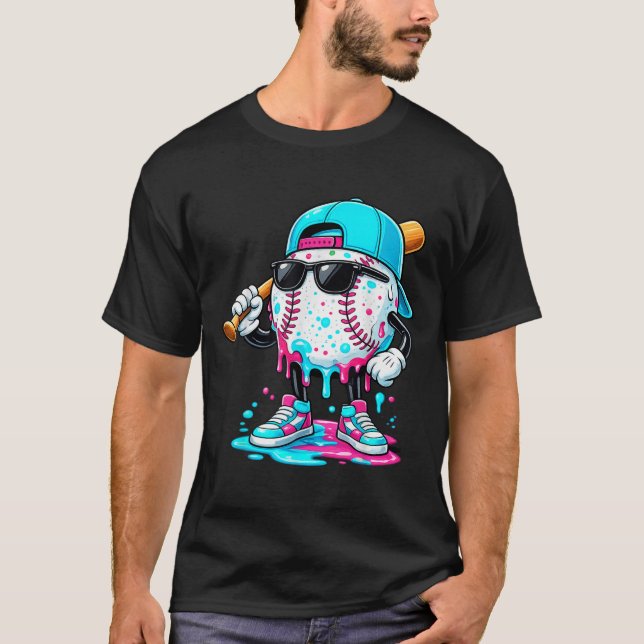 T-Shirt mit Drip-Baseball-Lifestyle-Maskottchen Lu (Vorderseite)