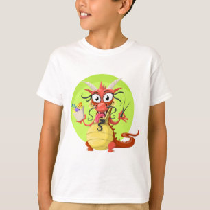 T - Shirt mit einem feinen Drachen. Maglietta bamb