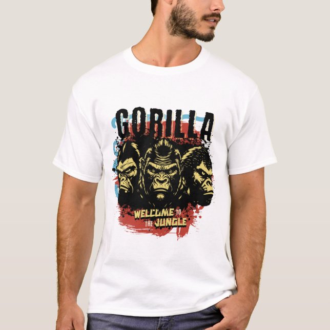 T-Shirt mit einem starken Gorilladesign (Vorderseite)