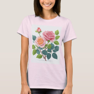 T - Shirt mit einigen rosa Rosen