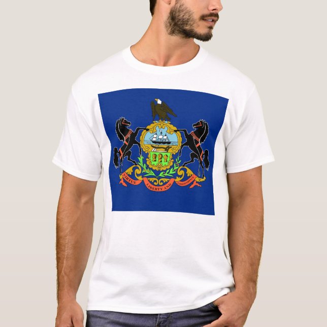 T Shirt mit Fahne Pennsylvania Staat USA (Vorderseite)