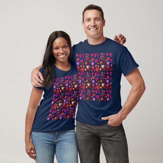 T - Shirt mit farbenfroher Herzlichkeit (Unisex)