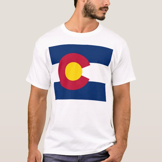 T Shirt mit Flag Colorado Staat USA (Vorderseite)