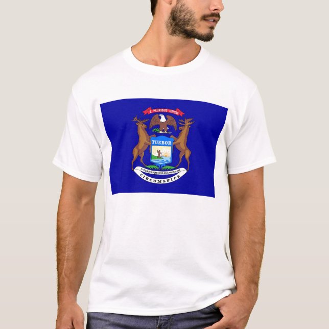 T Shirt mit Flag Michigan Staat USA (Vorderseite)