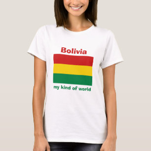 T-Shirt mit Flagge + Karte + Text von Bolivien