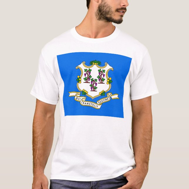 T Shirt mit Flagge von Connecticut Staat USA (Vorderseite)