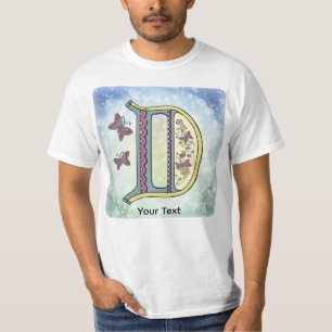 T-Shirt mit floralem Monogramm D
