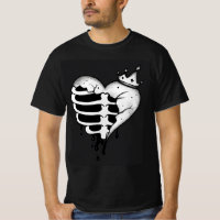 T-Shirt mit gebrochenem Herz-Krone-Skelett – Dunke