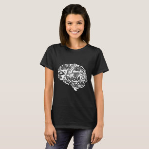 T-Shirt mit Gehirn-Typografie Anatomie Neurowissen