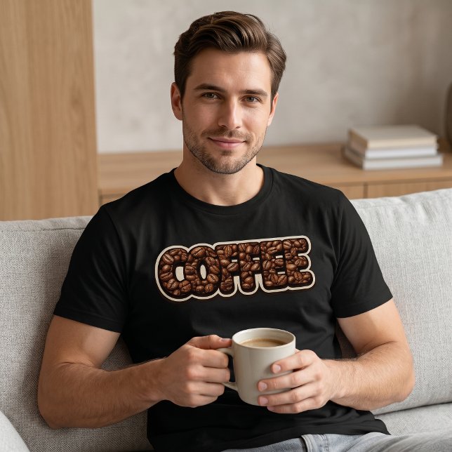 T-Shirt mit gerösteter Bohnen-Typografie Kaffee (Von Creator hochgeladen)
