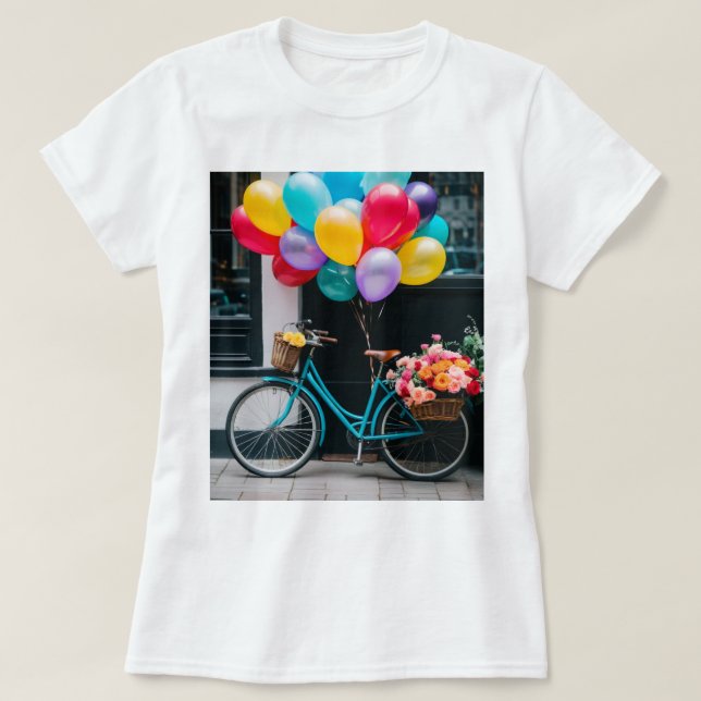 T - Shirt mit Gestaltbykeln und Ballons (Design vorne)