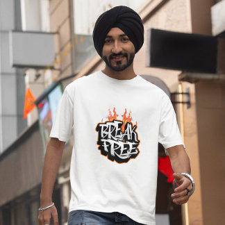 T-Shirt mit Graffiti-Flamme 'Break Free'