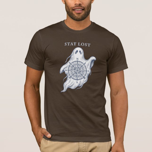 T-Shirt mit Grafik 'Verirre dich' Kompass Geist Fe (Vorderseite)