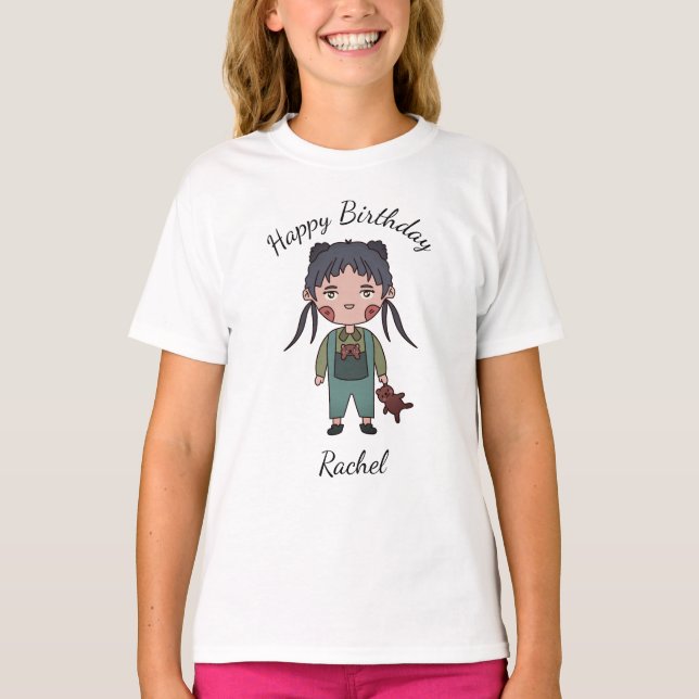 T-Shirt mit Happy Birthday Text (Vorderseite)