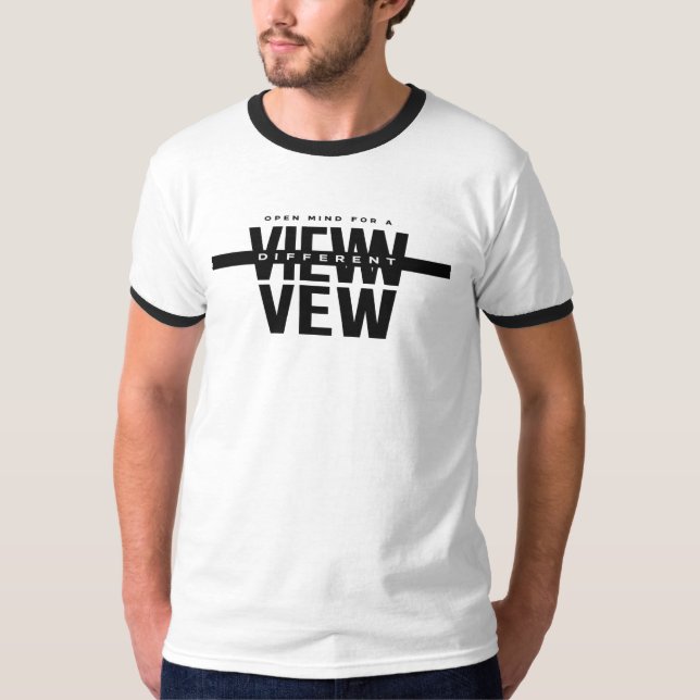 T-Shirt mit Herren-Ringermodell und 'View Not Foun (Vorderseite)