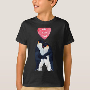 T-Shirt mit Herz und Kaiser-Pinguin-Paar personali