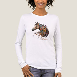 T-Shirt mit hübschem Braunpferd und Namen Tri-Blend Shirt