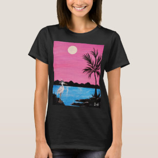 T-Shirt mit hübscher Küstenlandschaft mit Reiher