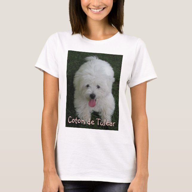 T - Shirt mit HundeFoto, Baumwolle de Tulear (Vorderseite)