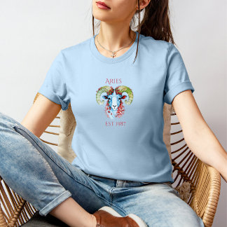 T-Shirt mit individuellem Jahr und floralem Widder