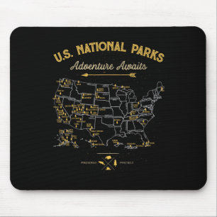 T-Shirt mit Karte der Nationalparks Camping Frauen Mousepad