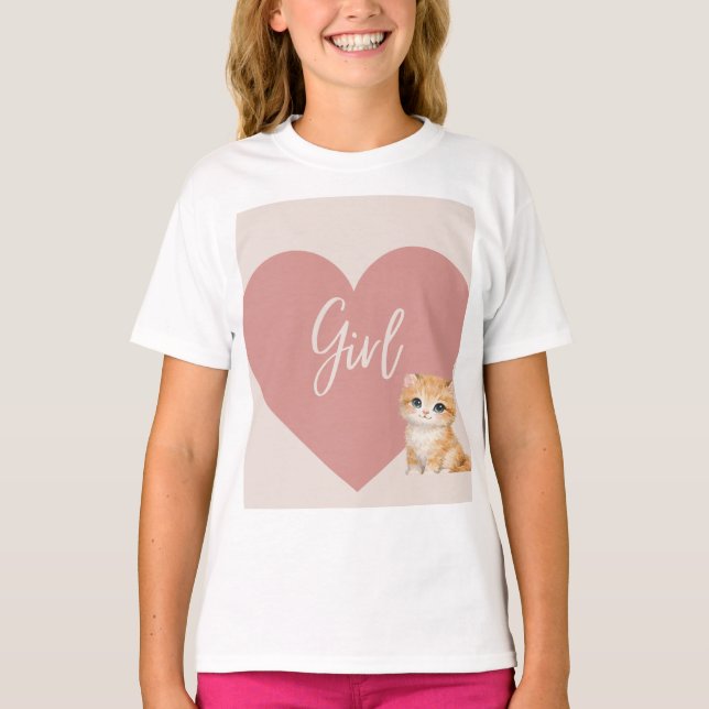 T-Shirt mit Katze- und Herz-Design (Vorderseite)