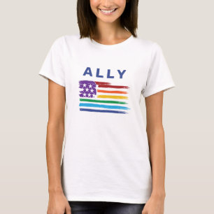 T-Shirt mit künstlerischer Regenbogenflagge für Ve