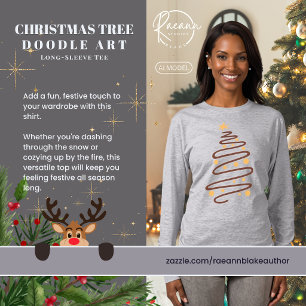 T-Shirt mit Langarm und Weihnachtsbaum-Gekritzel-M
