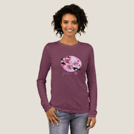 T-Shirt mit langem Arm und Sakura-Muster für Damen Tri-Blend Shirt