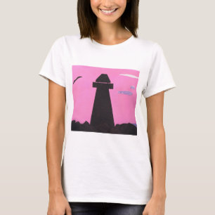 T - Shirt mit Lighthouse-Silhouette bei Sonnenunte