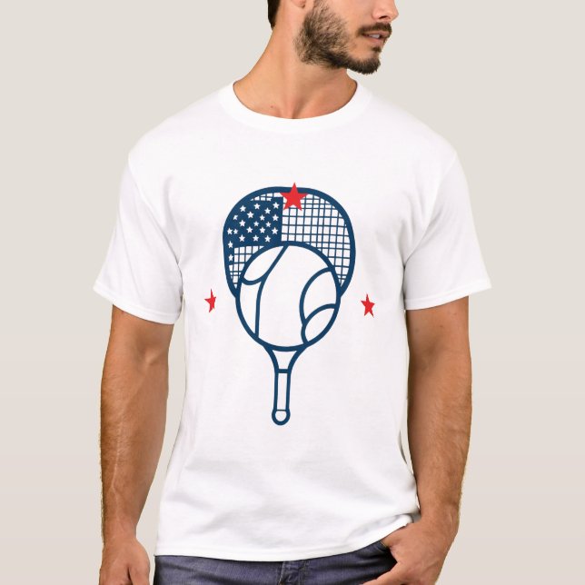 T - Shirt mit Logo-Tennis und Fahne Amerika (Vorderseite)