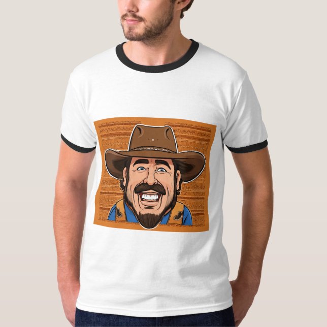 T - Shirt mit lustigem Cowboy-Foto (Vorderseite)