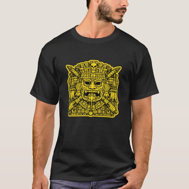 T-Shirt mit Mayan-Ritualkrieger-Maske (Vorderseite)