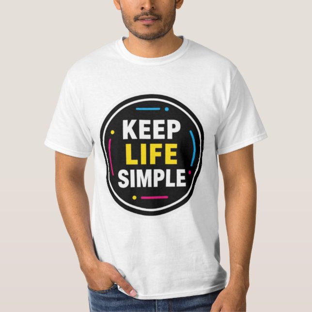 T-Shirt mit minimalistischer Grafik 'Keep Life Sim (Vorderseite)