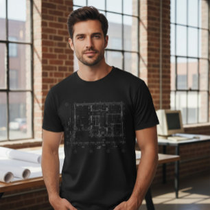 T-Shirt mit modernem Architektur-Blauplan