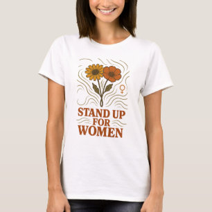 T-Shirt mit moderner feministischer Strichzeichnun